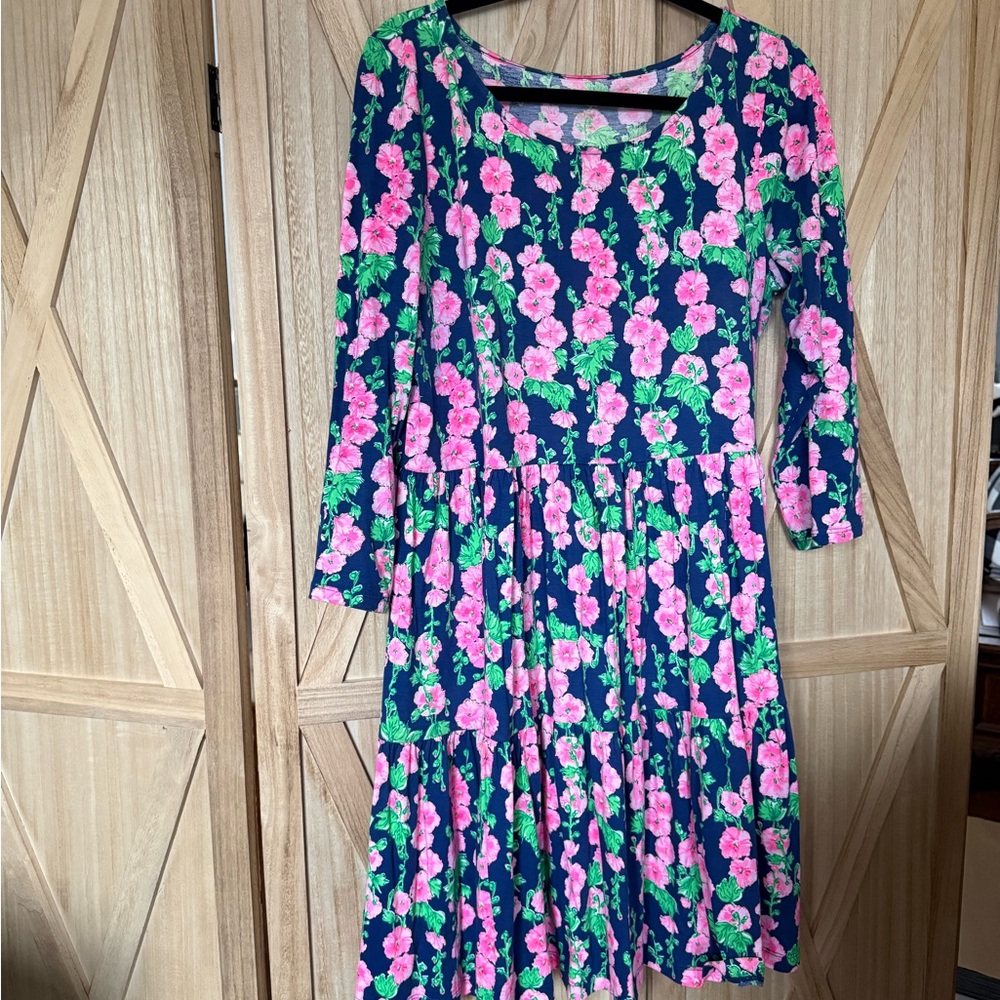 Lilly Pulitzer Navy Dress with Pink Floral Print